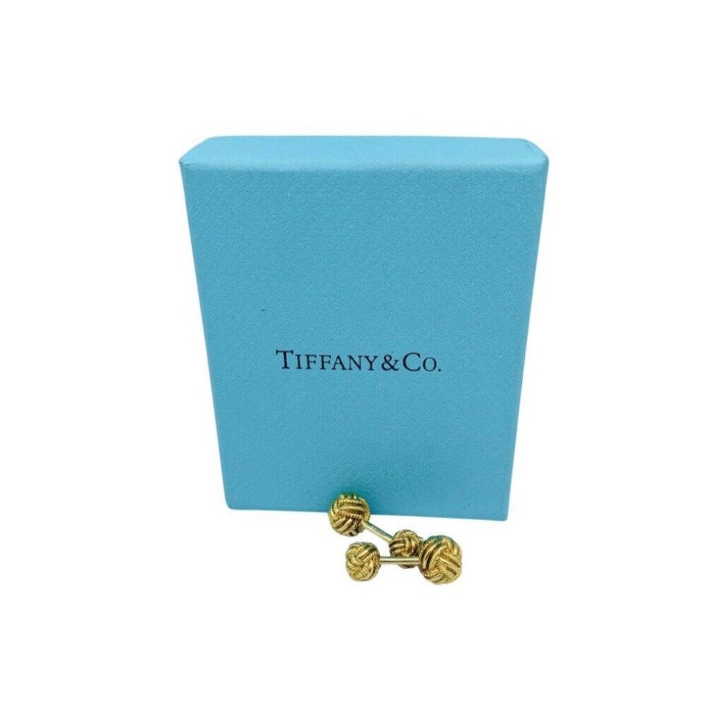 Tiffany & Co 18k Yellow Gold Schlumberger Double Woven Knot Cufflinks